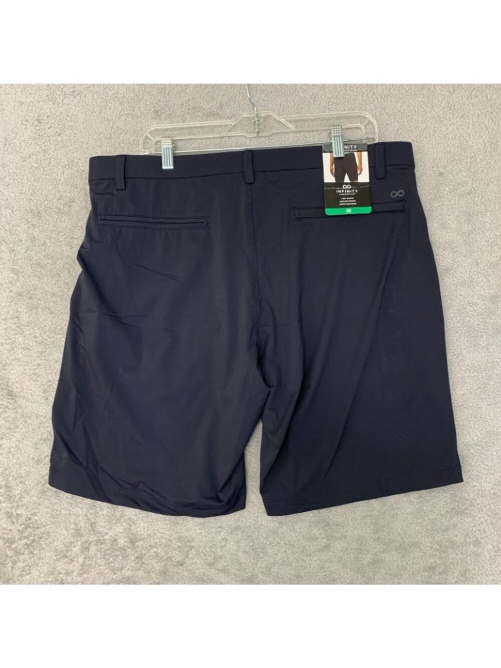 NWT Infinity Men's 38 Navy Performance Shorts With Stretch Waistband & Moisture - Picture 5 of 12